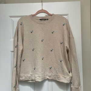 Vineyard Vines Beige Crewneck with Blue Floral Embroidery